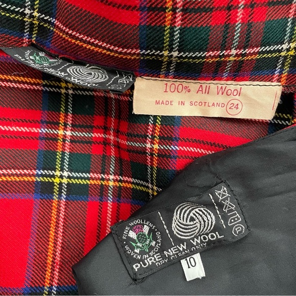 70s Vintage Scottish 100% Wool Plaid Red Kilt Vest Set The Tartan Gift Shops - Picture 2 of 13